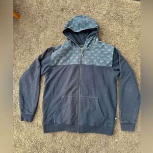 Howler Brothers Navy Zip-Up Sweater with Geometric Design